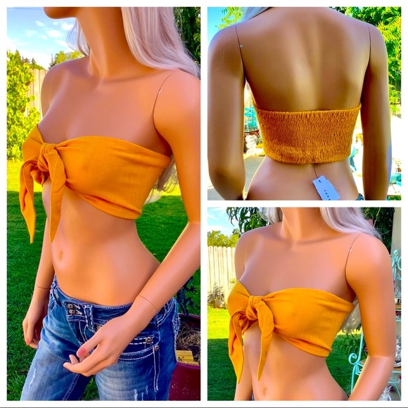 NWT TOPSHOP Sunny Bandeau Sash Tie Tube Crop Top - Picture 12 of 16